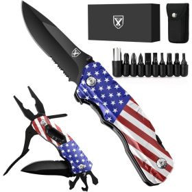 Titorld Pocket Knife Multitool American Flag, US Flag Folding Knife, Gifts for Men Dad Him, Christmas Stocking Stuffers for Men, Birthday Gifts I