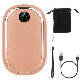 Rechargeable Hand Warmer Electric Hand Heater Portable Reusable Pocket Warmer Power Bank with Digital Display Sunset Light 3 Levels Double-sided (Color: Pink)
