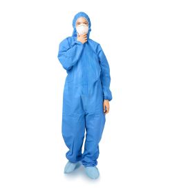 Blue Disposable Coveralls with Hood (Material: SMS, Color: Clear)