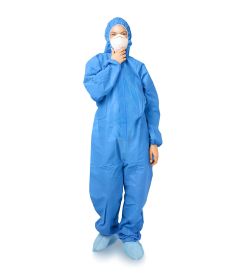 Blue Disposable Coveralls with Hood (Color: Blue)